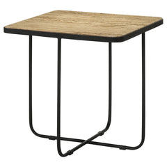 Mesa auxiliar Elyna con superficie de piedra cuadrada y acento beige