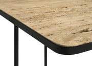 Mesa auxiliar Elyna con superficie de piedra cuadrada y acento beige