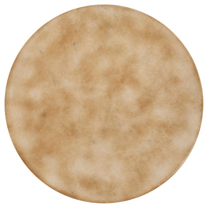 Mesa auxiliar redonda Bernardo con estructura de alambre en color natural y bronce