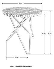 Mesa auxiliar decorativa Xenia con incrustaciones de hueso redondo, blanca y dorada