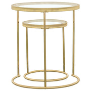 Juego de mesa nido redonda Maylin con tapa de vidrio dorada
