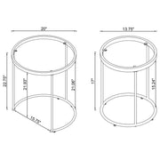 Juego de mesa nido redonda Maylin con tapa de vidrio dorada