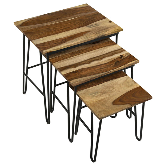 Nayeli Solid Sheesham Wood Nesting Tables Natural