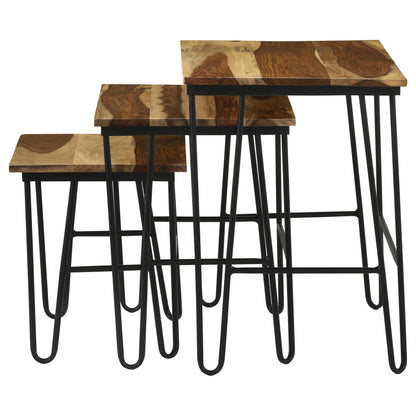 Nayeli Solid Sheesham Wood Nesting Tables Natural