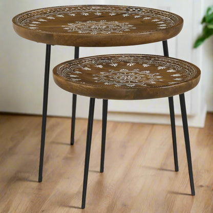 Roubd Wood Accent Side Table