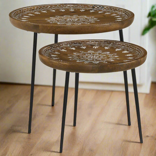 Roubd Wood Accent Side Table