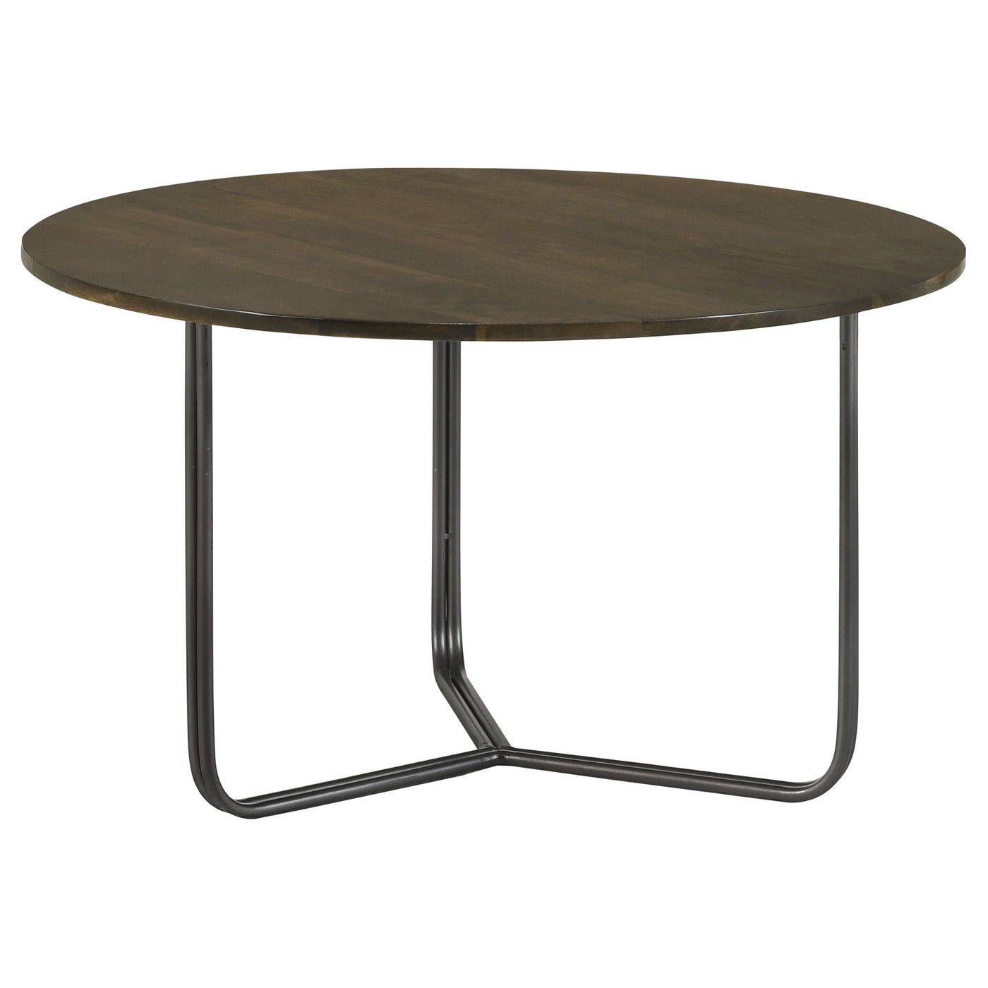 Mesa de centro redonda Yaritza de madera de mango en color natural y bronce
