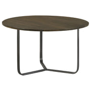 Mesa de centro redonda Yaritza de madera de mango en color natural y bronce