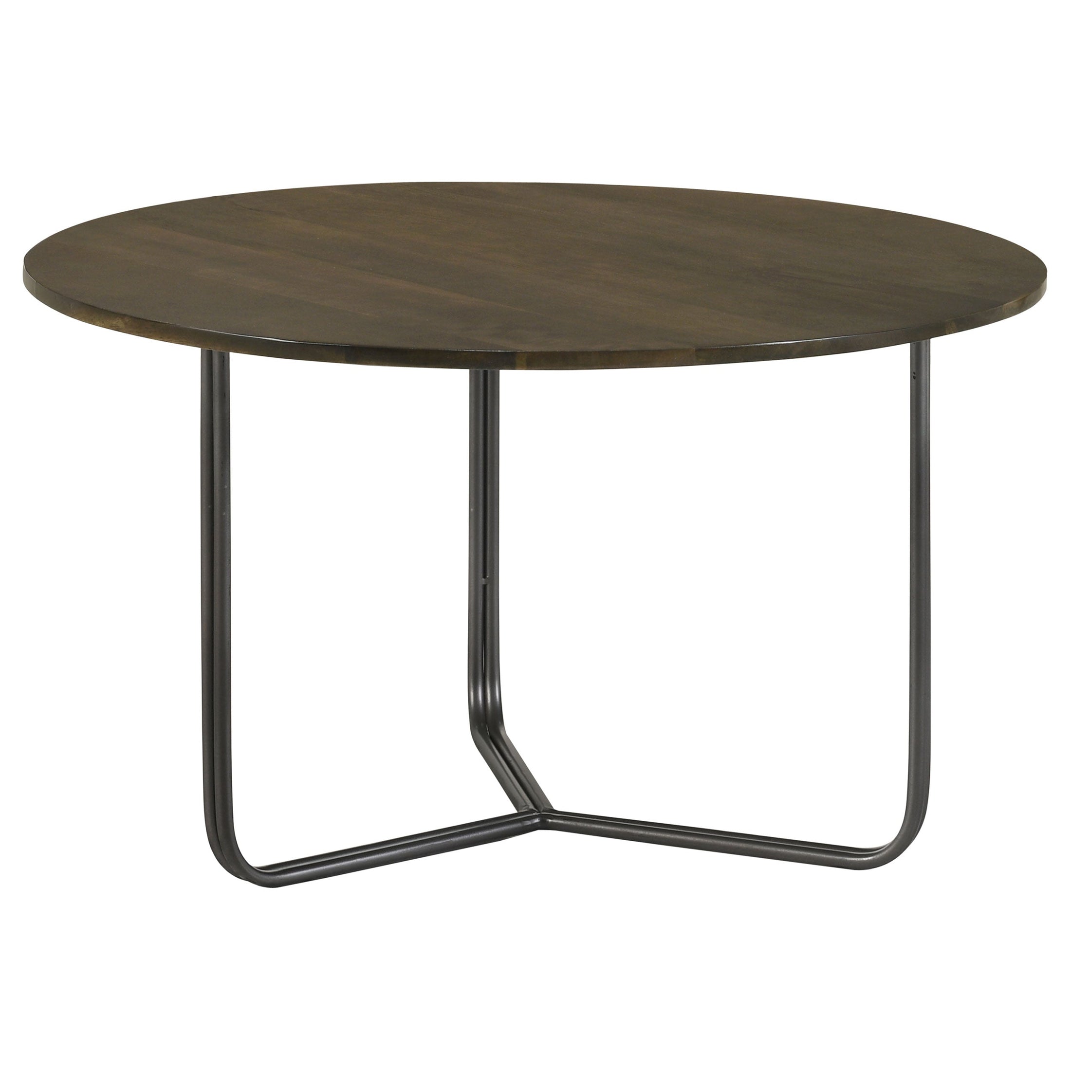 Mesa de centro redonda Yaritza de madera de mango en color natural y bronce
