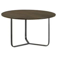 Mesa de centro redonda Yaritza de madera de mango en color natural y bronce