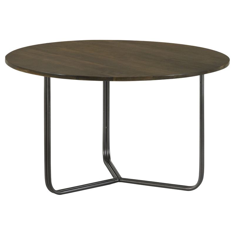 Mesa de centro redonda Yaritza de madera de mango en color natural y bronce
