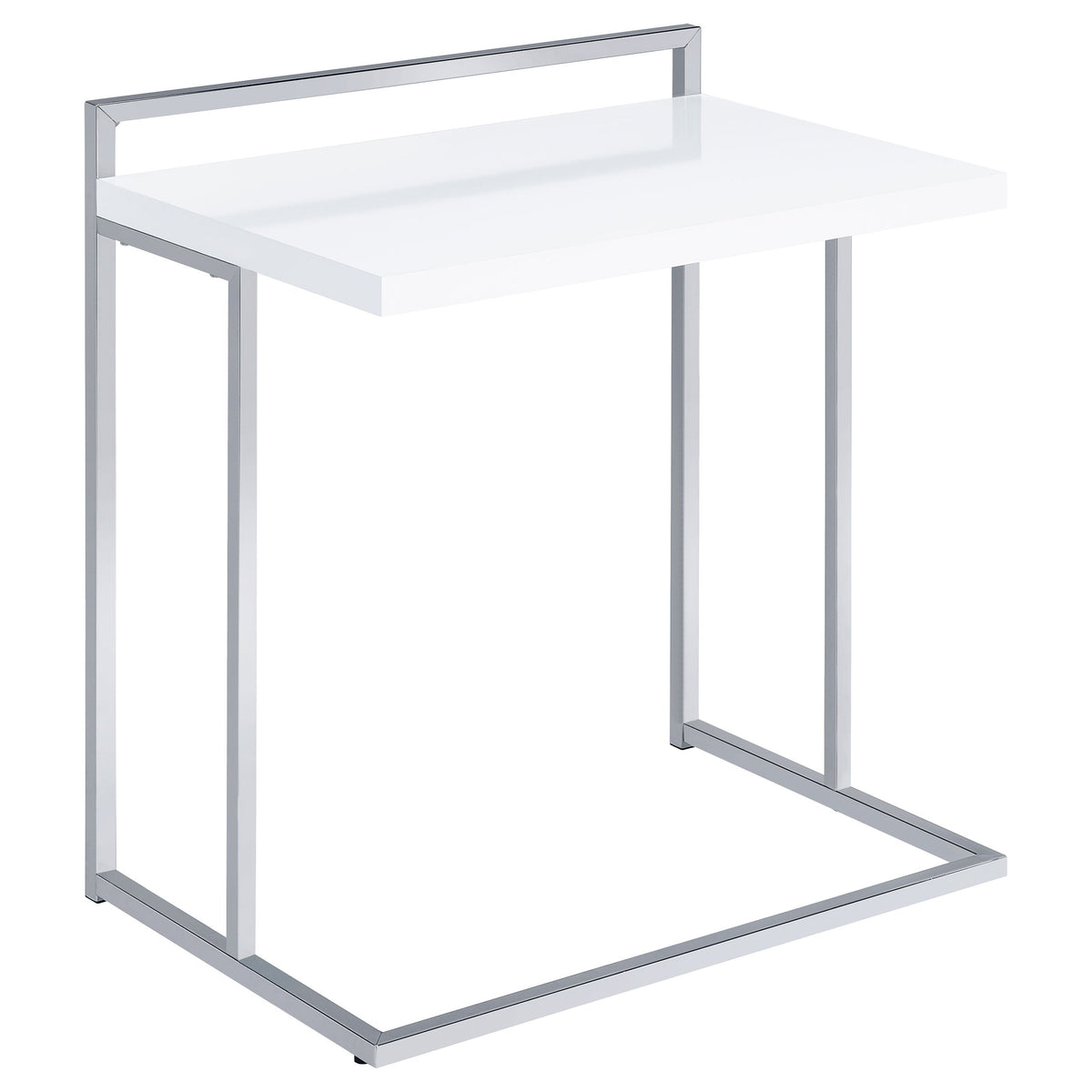 Mesa auxiliar de sofá rectangular en forma de C Dani, color nuez moscada rústica