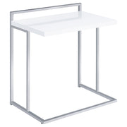Mesa auxiliar de sofá rectangular en forma de C Dani, color nuez moscada rústica