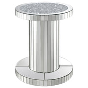 Mesa auxiliar redonda Dorielle con espejo de cristal acrílico plateado