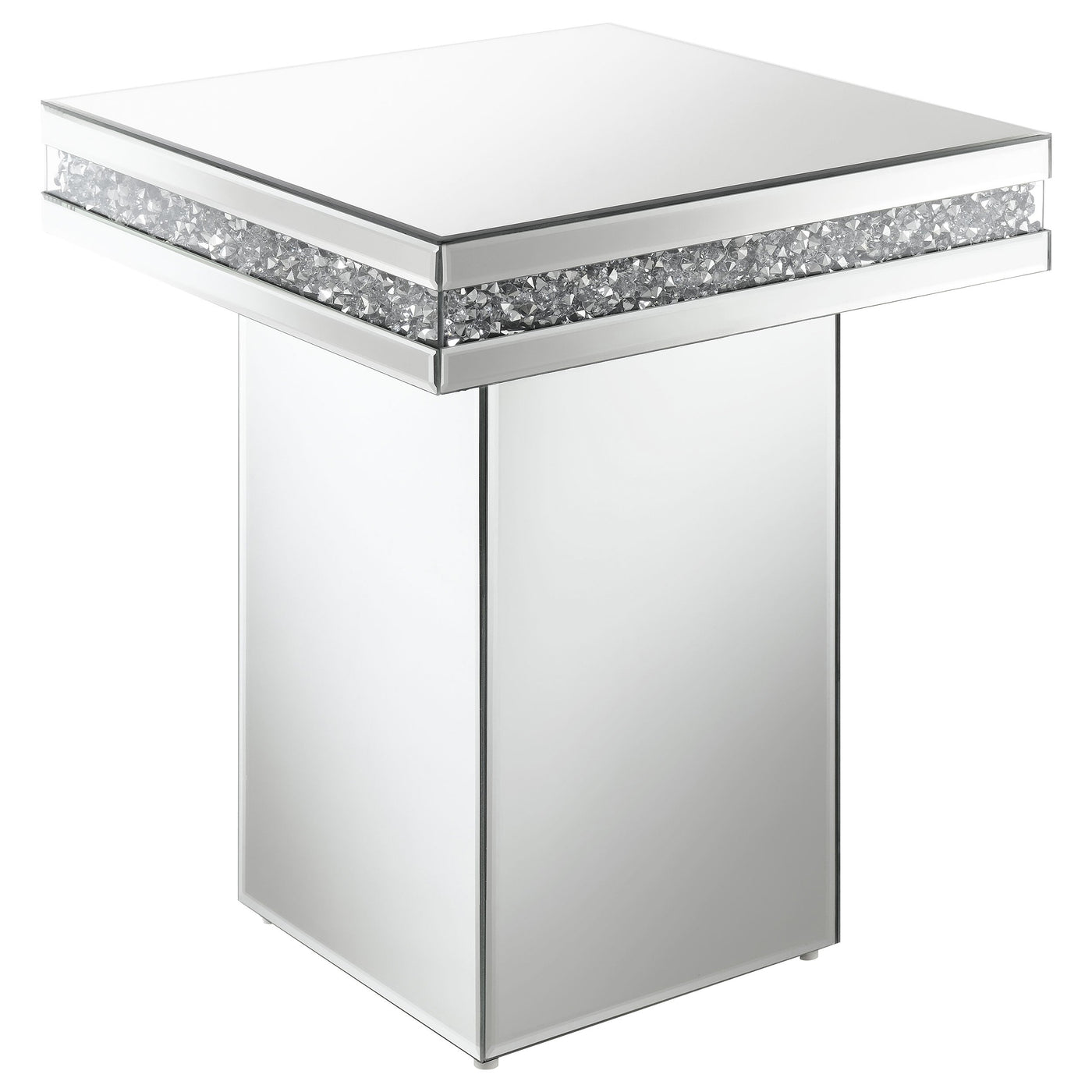 Mesa auxiliar cuadrada con espejo Elora plateada