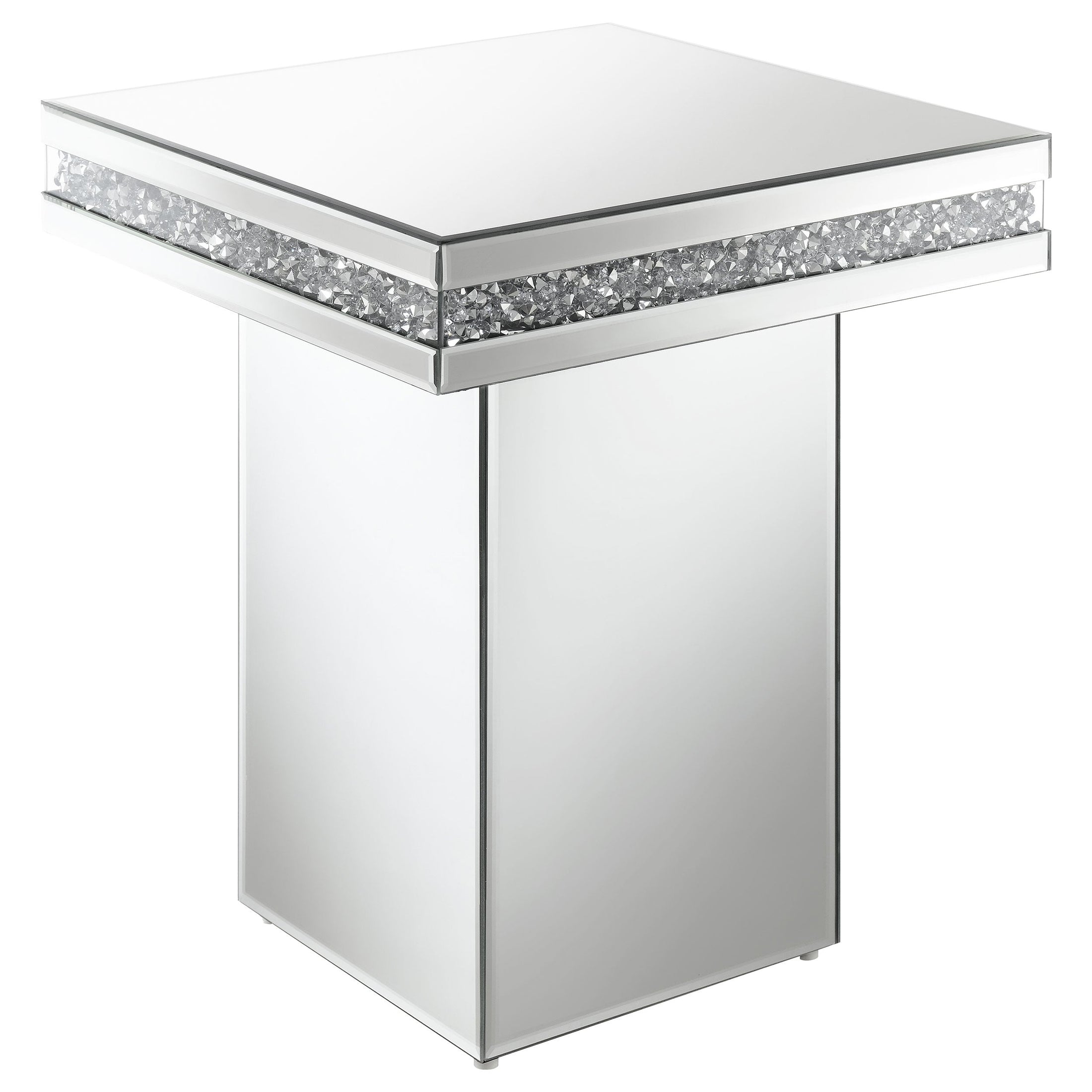 Mesa auxiliar cuadrada con espejo Elora plateada
