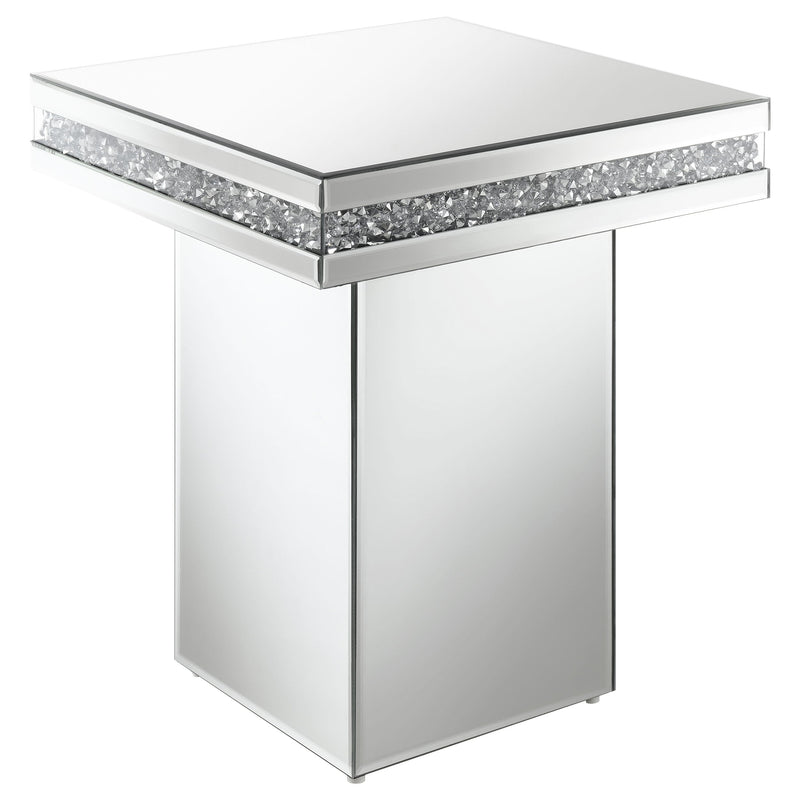 Mesa auxiliar cuadrada con espejo Elora plateada