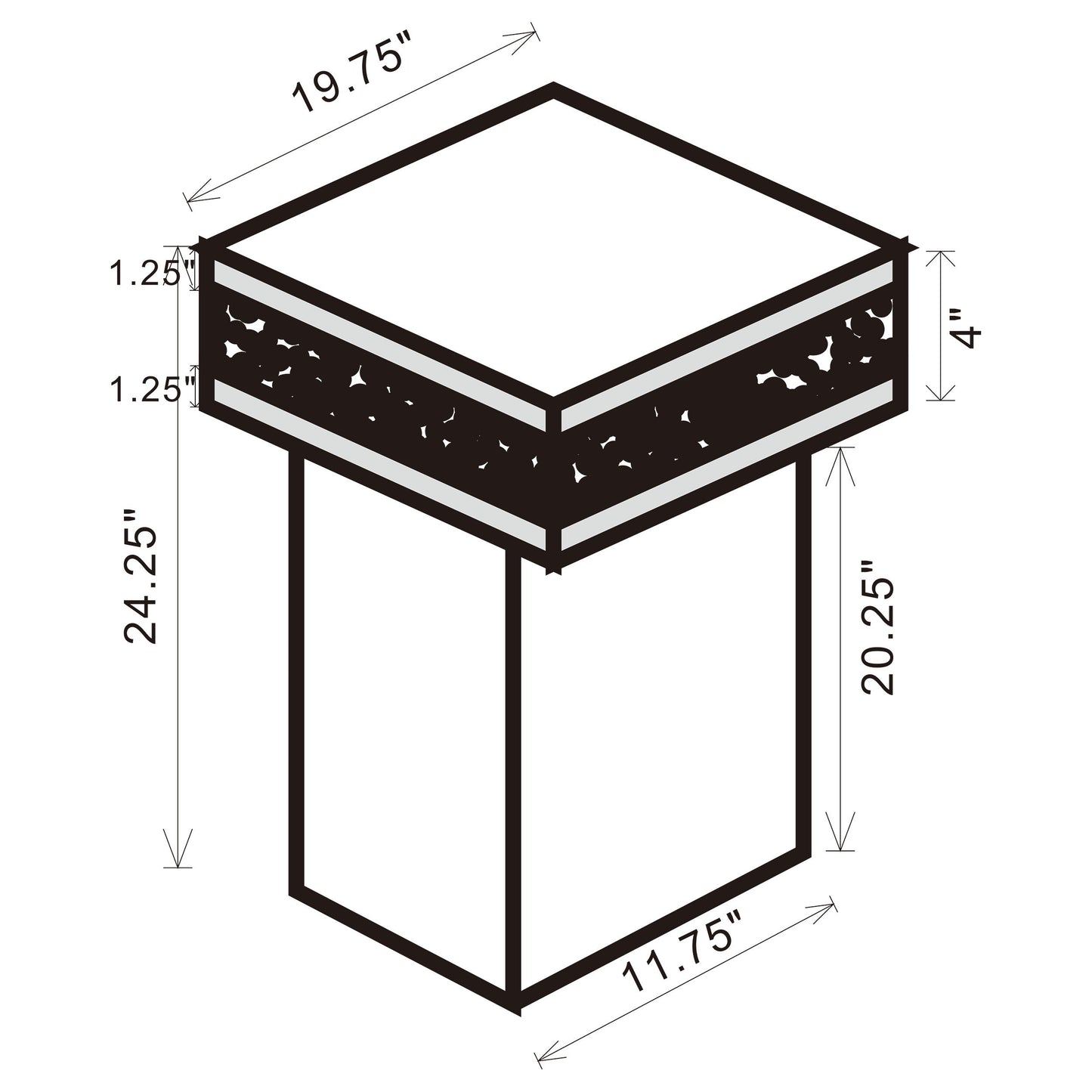 Mesa auxiliar cuadrada con espejo Elora plateada
