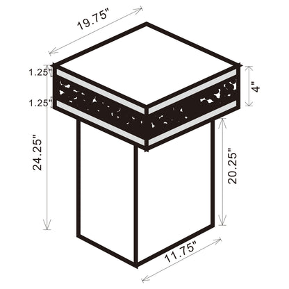 Mesa auxiliar cuadrada con espejo Elora plateada