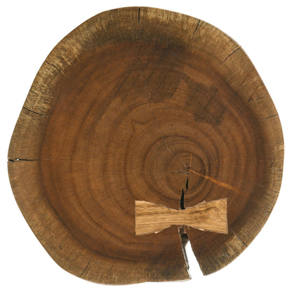 Mesa auxiliar redonda Keith de tronco de árbol macizo, natural y negra