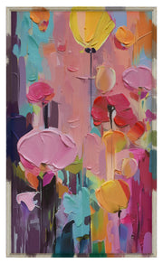 ''Floral Abstraction II Canvas'' Hand-painted Canvas in Frame