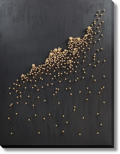 ''Golden Blossom Dimensional Abstract'' Hand-painted 3D Canvas