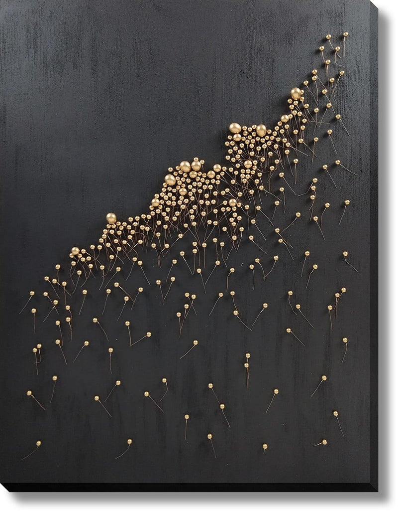 ''Golden Blossom Dimensional Abstract'' Hand-painted 3D Canvas