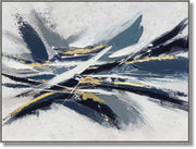 ''Gold Streaked Midnight Abstract'' Hand-painted Canvas in Frame