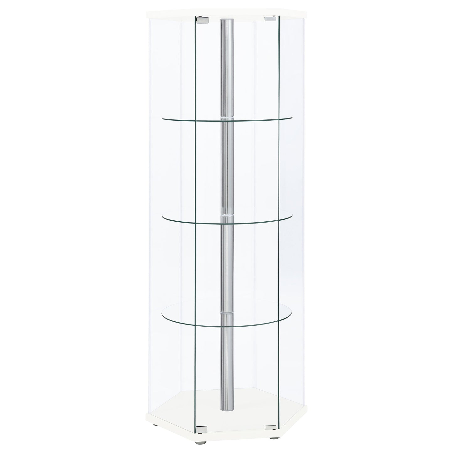 Zahavah 4-shelf Hexagonal Clear Glass Curio Cabinet Black
