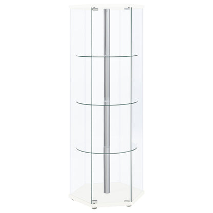 Zahavah 4-shelf Hexagonal Clear Glass Curio Cabinet Black