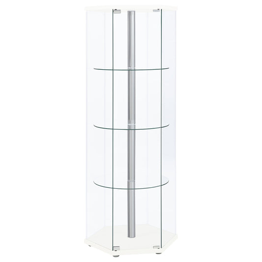 Vitrina hexagonal de 4 estantes de cristal transparente Zahavah, color negro