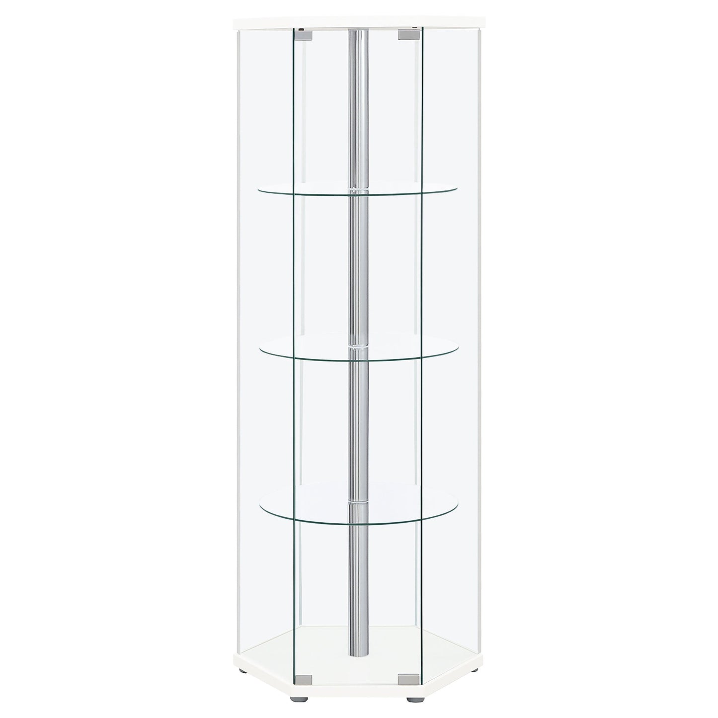 Zahavah 4-shelf Hexagonal Clear Glass Curio Cabinet Black