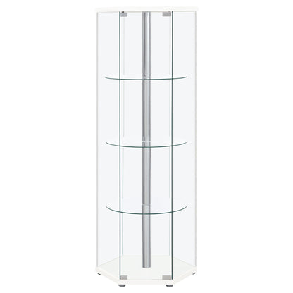 Zahavah 4-shelf Hexagonal Clear Glass Curio Cabinet Black