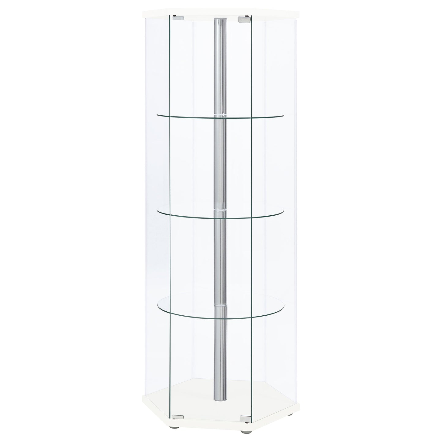 Zahavah 4-shelf Hexagonal Clear Glass Curio Cabinet Black