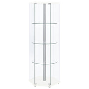 Zahavah 4-shelf Hexagonal Clear Glass Curio Cabinet Black