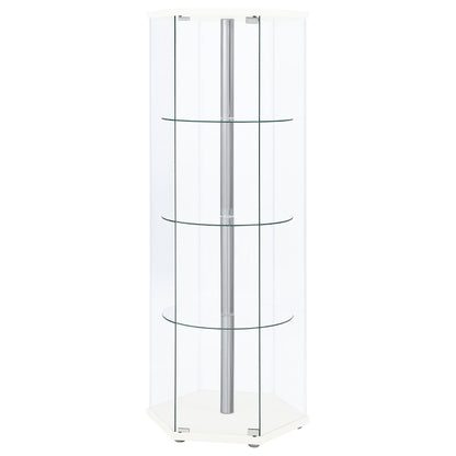 Zahavah 4-shelf Hexagonal Clear Glass Curio Cabinet Black