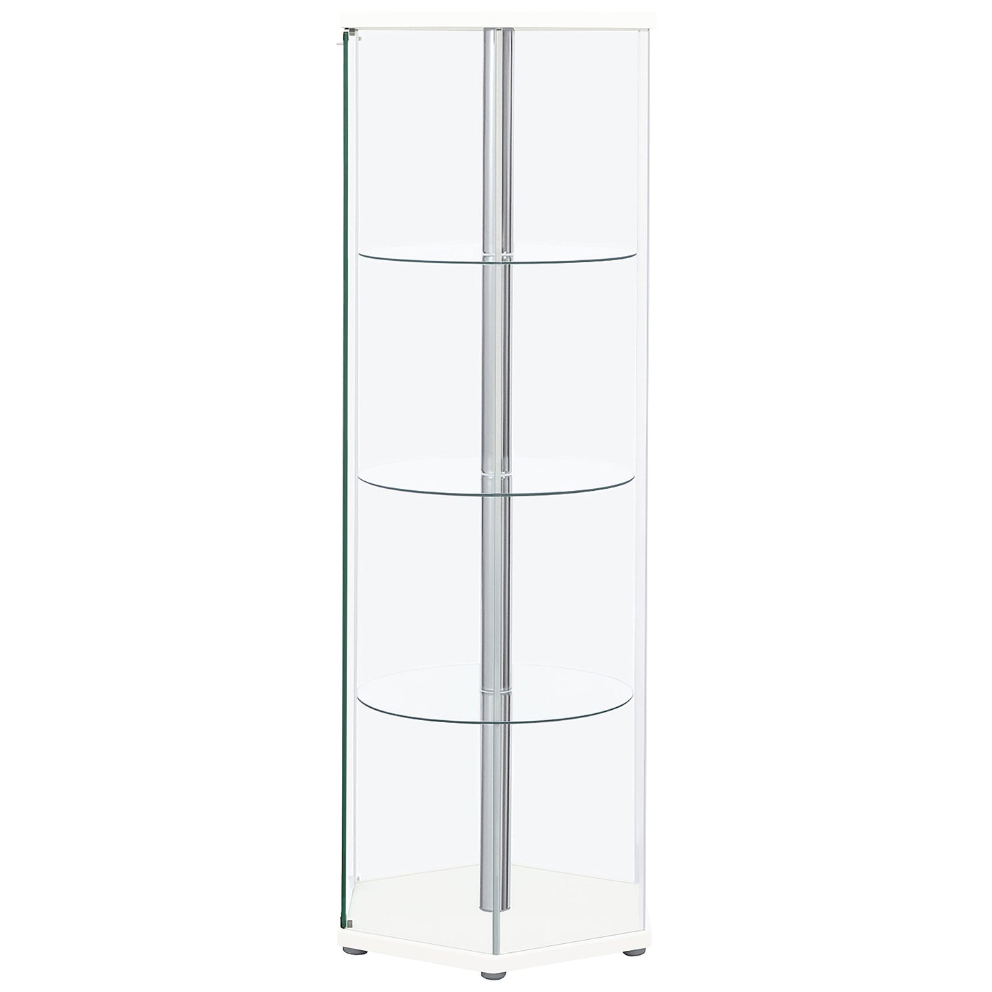 Zahavah 4-shelf Hexagonal Clear Glass Curio Cabinet Black