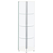 Zahavah 4-shelf Hexagonal Clear Glass Curio Cabinet Black