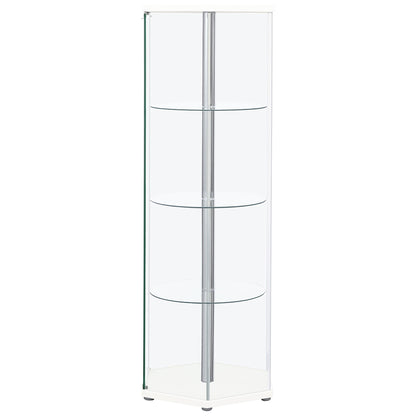 Zahavah 4-shelf Hexagonal Clear Glass Curio Cabinet Black