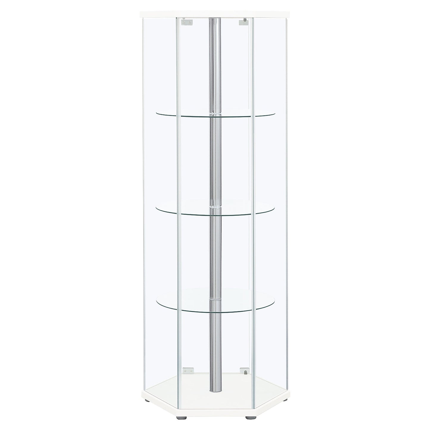 Zahavah 4-shelf Hexagonal Clear Glass Curio Cabinet Black