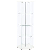 Zahavah 4-shelf Hexagonal Clear Glass Curio Cabinet Black