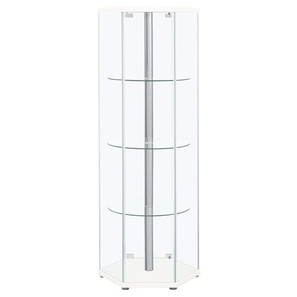 Zahavah 4-shelf Hexagonal Clear Glass Curio Cabinet Black