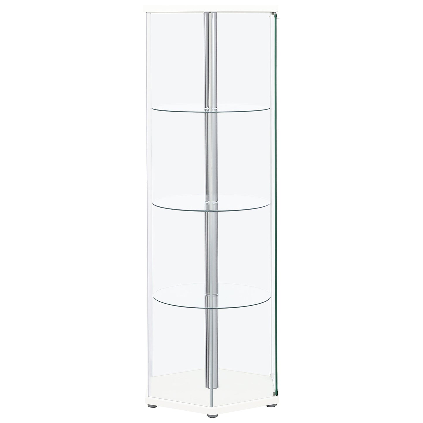 Zahavah 4-shelf Hexagonal Clear Glass Curio Cabinet Black