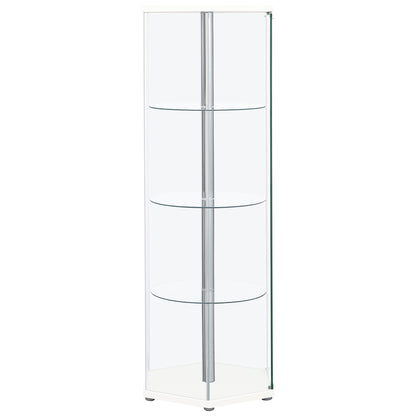 Zahavah 4-shelf Hexagonal Clear Glass Curio Cabinet Black
