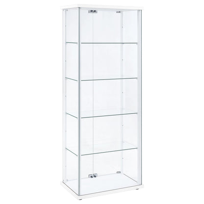 Delphinium 4-Shelf Clear Glass Curio Display Cabinet White