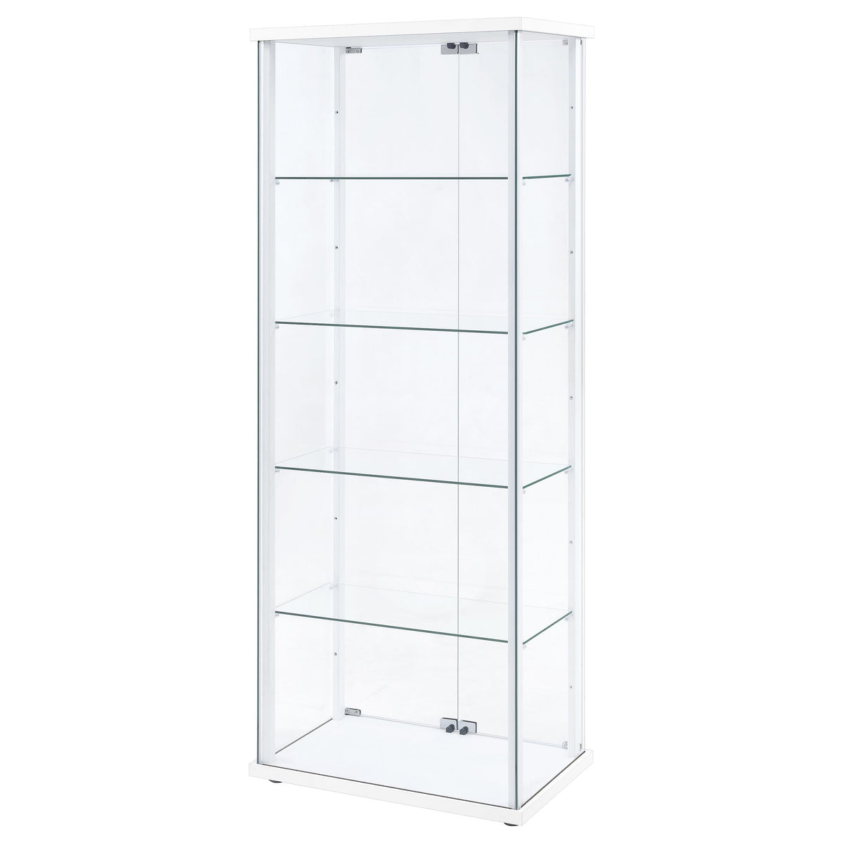 Delphinium 4-Shelf Clear Glass Curio Display Cabinet White