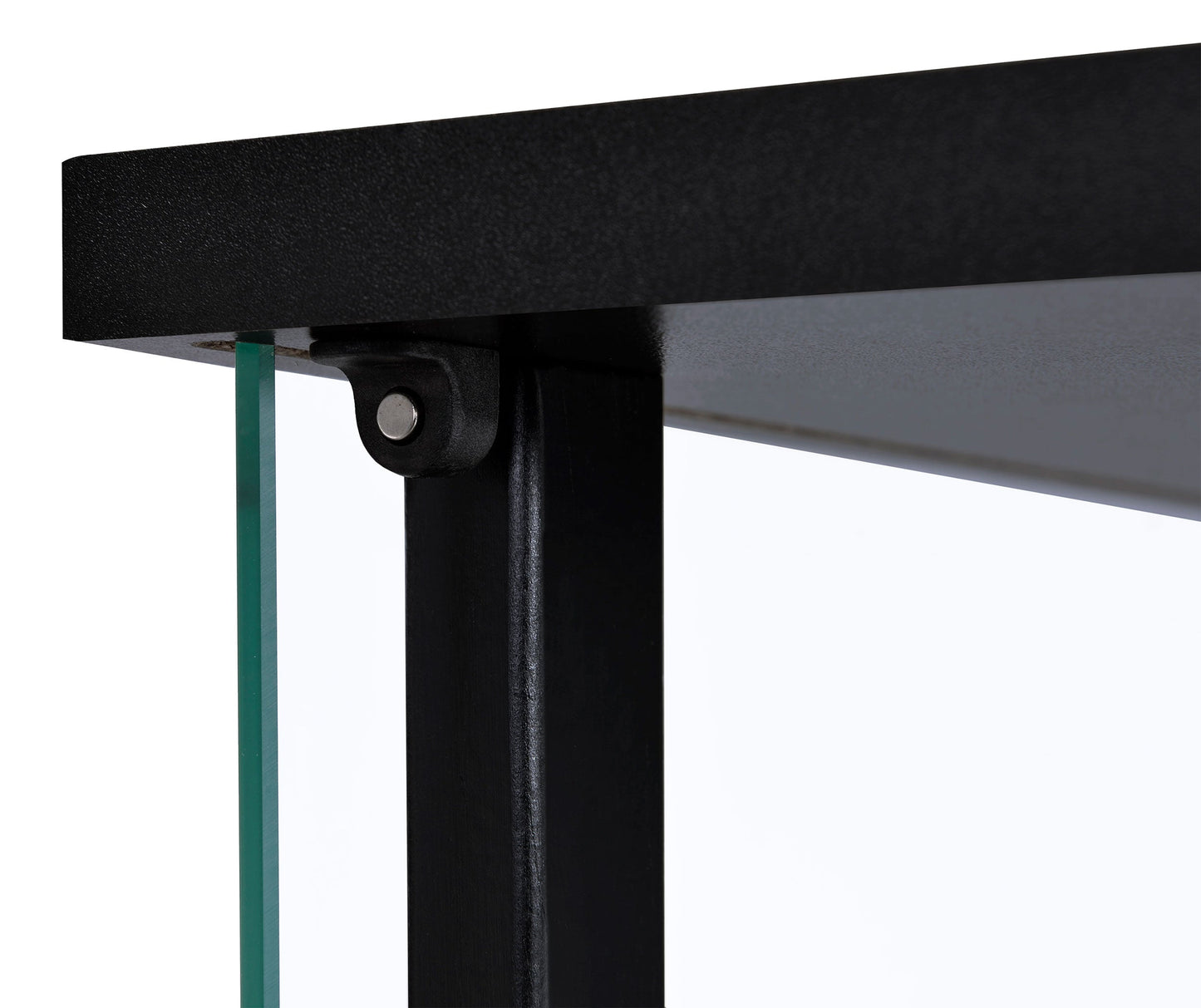 Vitrina de curiosidades Cyclamen de 4 estantes de vidrio transparente, color negro