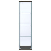 Vitrina de curiosidades Bellatrix de 4 estantes de vidrio transparente, color capuchino