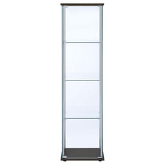 Vitrina de curiosidades Bellatrix de 4 estantes de vidrio transparente, color capuchino