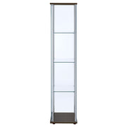 Vitrina de curiosidades Bellatrix de 4 estantes de vidrio transparente, color capuchino